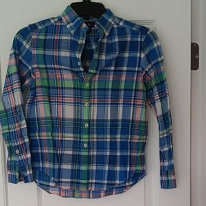 Ralph Lauren Double RL Blue and Green Plaid Button Down Shirt
